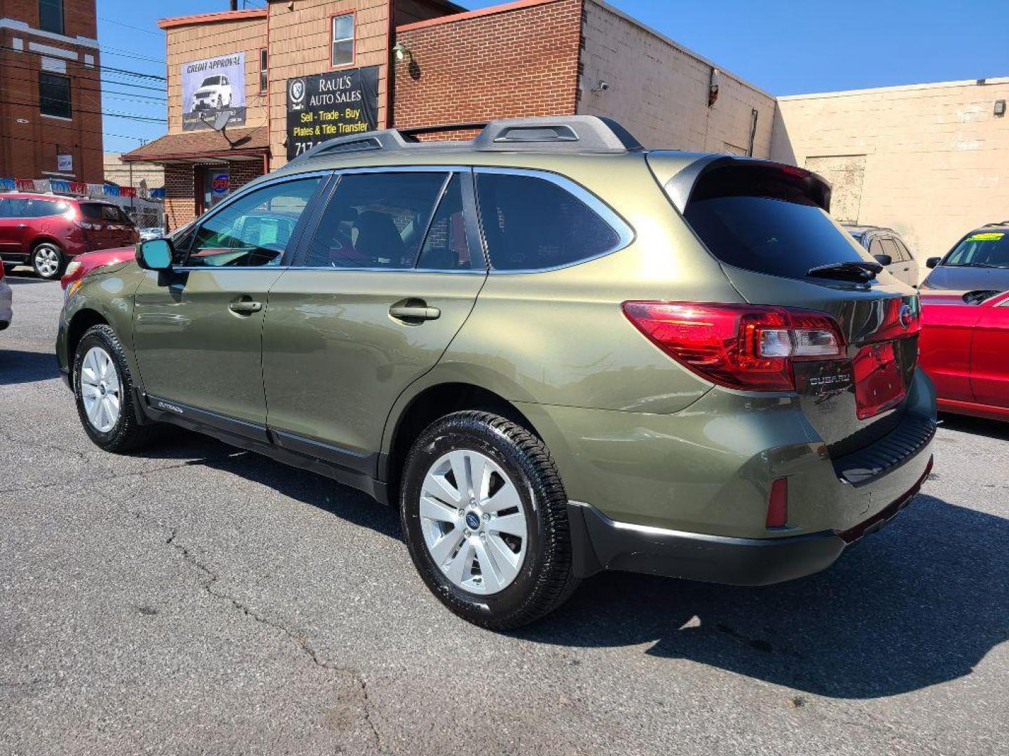 2015 GREEN SUBARU OUTBACK 2.5I PREMIUM (4S4BSADC0F3) with an 2.5L engine, Continuously Variable transmission, located at 7981 Paxton Street, Harrisburg, PA, 17111, (717) 561-2926, 40.261490, -76.749229 - WE FINANCE!!! Good Credit/ Bad Credit/ No Credit - ALL Trade-Ins Welcomed!!! ***Guaranteed Credit Approval*** APPLY ONLINE or CALL us TODAY ;) Internet Prices and Marketplace Prices are SPECIAL discounted ***CASH DEALS*** Retail Prices are higher. Please call us to discuss your cash and finan - Photo#2